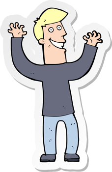 sticker of a cartoon excited man png