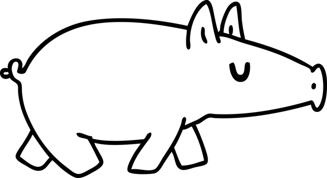 line doodle of a long snouted pig png