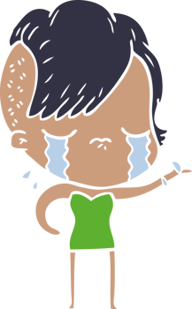 flat color style cartoon crying girl png
