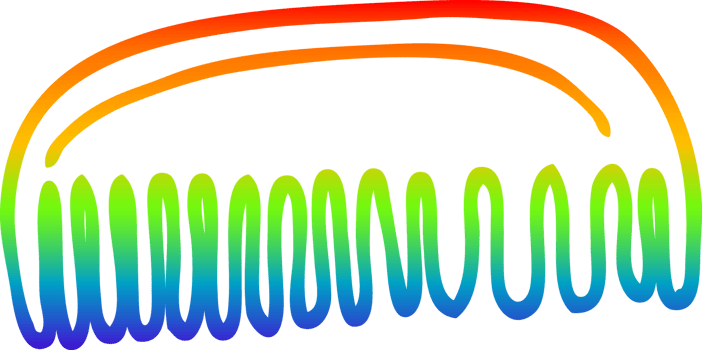 rainbow gradient line drawing of a cartoon plastic comb png