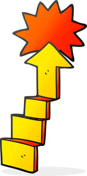 hand drawn cartoon stepping up arrow png