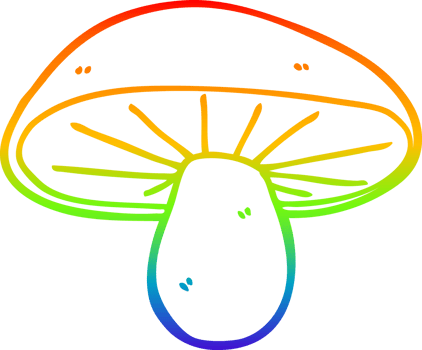 rainbow gradient line drawing of a cartoon mushroom png