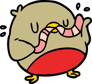 cartoon bird eating worm png