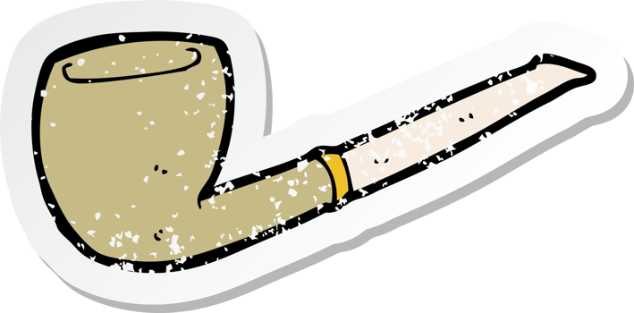 retro distressed sticker of a cartoon pipe png
