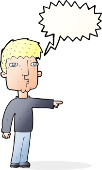 cartoon pointing man with thought bubble png
