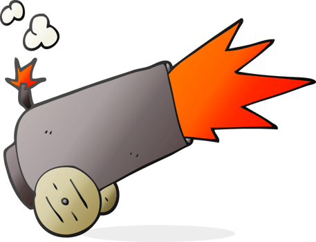 hand drawn cartoon cannon firing png