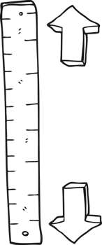 hand drawn black and white cartoon wooden ruler png