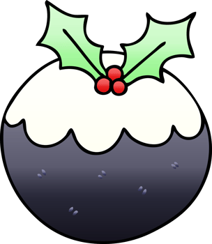 gradient shaded quirky cartoon christmas pudding png