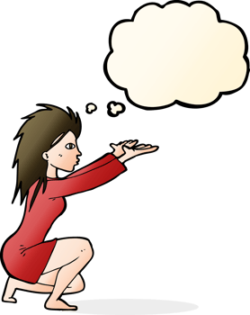 cartoon womn casting spel with thought bubble png