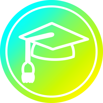 graduation cap circular icon with cool gradient finish png