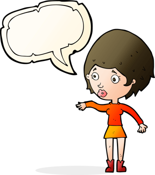 cartoon concerned woman reaching out with speech bubble png