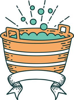 scroll banner with tattoo style tin bath png