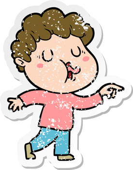 distressed sticker of a cartoon man singing png