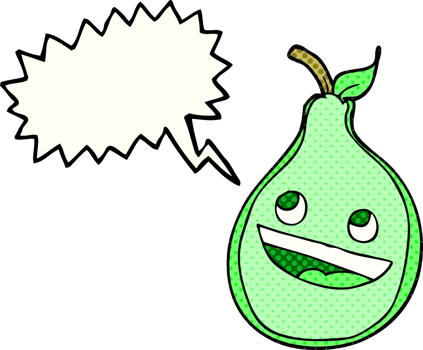hand drawn comic book speech bubble cartoon pear png
