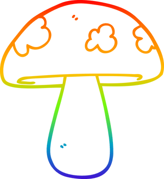 rainbow gradient line drawing of a cartoon mushroom png