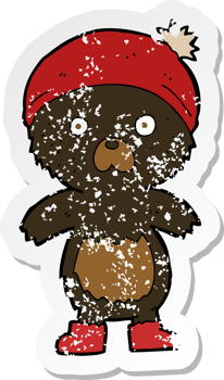 retro distressed sticker of a cartoon cute teddy bear png