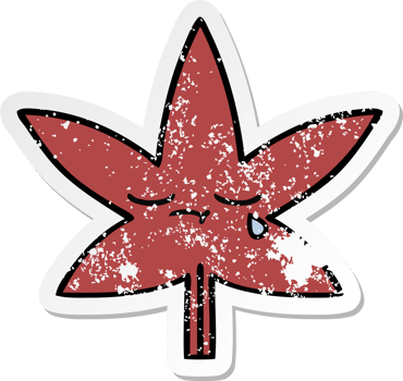 distressed sticker of a cute cartoon autumnal leaf png