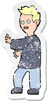 retro distressed sticker of a cartoon shocked man drawing png