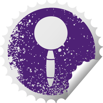 distressed circular peeling sticker symbol of a magnifying glass png