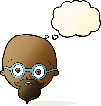 cartoon shocked man with beard with thought bubble png