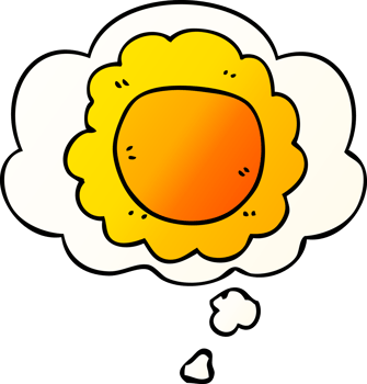 cartoon flower with thought bubble in smooth gradient style png