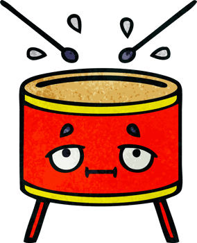 retro grunge texture cartoon of a drum png