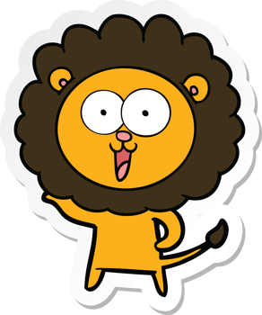 sticker of a happy cartoon lion png