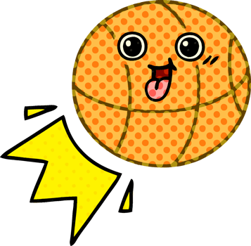 comic book style cartoon of a basketball png