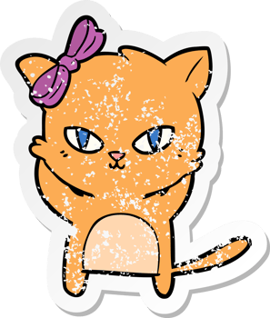 distressed sticker of a cute cartoon cat png
