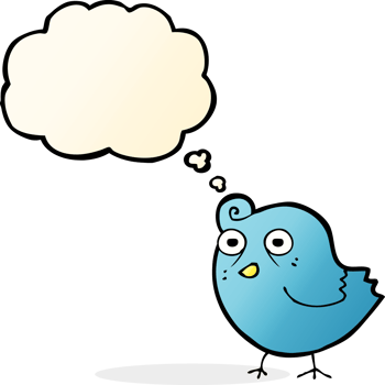 funny cartoon bird with thought bubble png