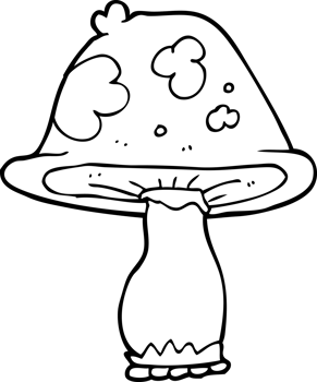 hand drawn black and white cartoon mushroom png