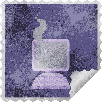 broken computer graphic square sticker stamp png