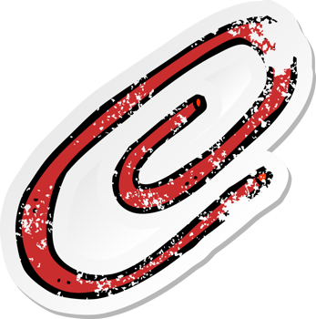 retro distressed sticker of a cartoon paperclip drawing png