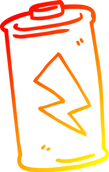 warm gradient line drawing of a cartoon battery png