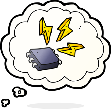 hand drawn thought bubble cartoon computer chip png