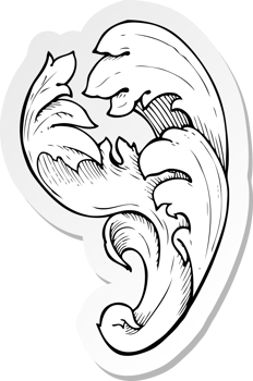 sticker of a traditional hand drawn floral swirl png