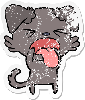 distressed sticker of a cartoon disgusted dog png