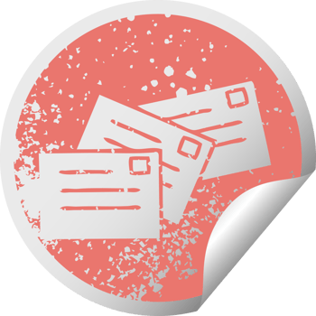 distressed circular peeling sticker symbol of a letters png
