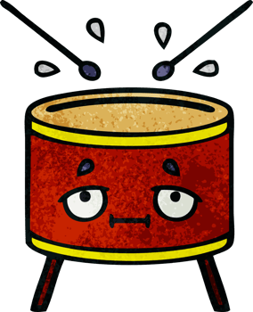 retro grunge texture cartoon of a drum png