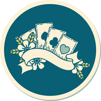 sticker of tattoo in traditional style of cards and banner png