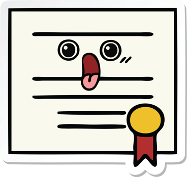 sticker of a cute cartoon graduation diploma png
