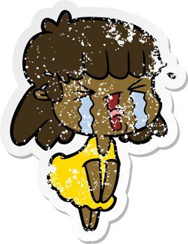 distressed sticker of a cartoon woman png