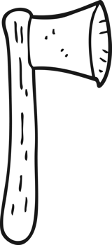 hand drawn black and white cartoon axe png