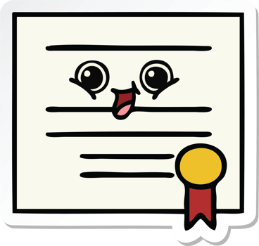 sticker of a cute cartoon graduation diploma png