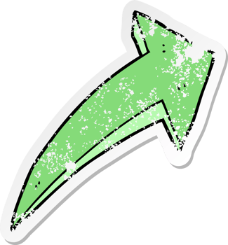 distressed sticker of a cartoon arrow png