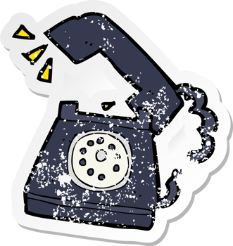 retro distressed sticker of a cartoon ringing telephone drawing png