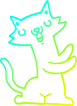 cold gradient line drawing of a cartoon cat png