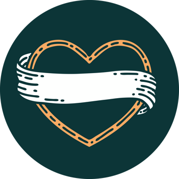 iconic tattoo style image of a heart and banner png