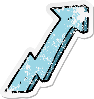 distressed sticker of a cartoon positive growth arrow png