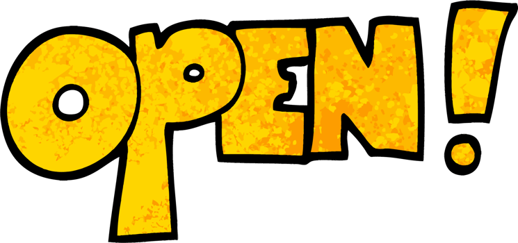 grunge textured illustration cartoon open sign png